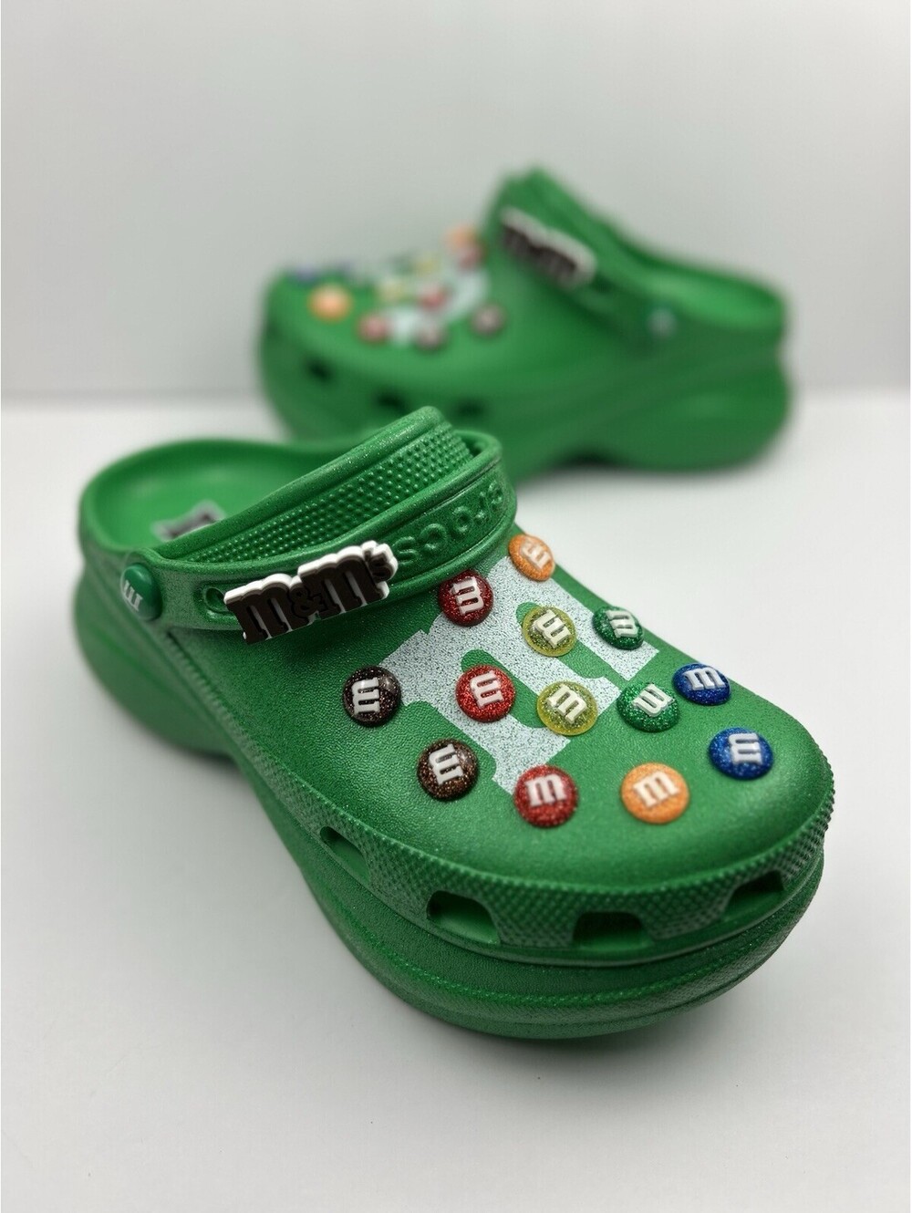 M&M's x Crocs Classic Bae Platform Clog Green Multi Glitter Womens Size W9